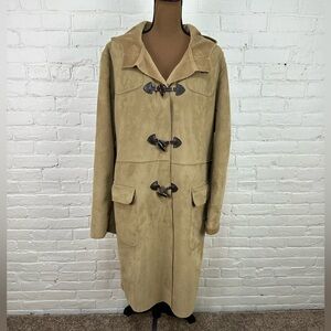 Harve Benard Duffle Coat Toggle Front Faux Suede Hood Women’s Size 16